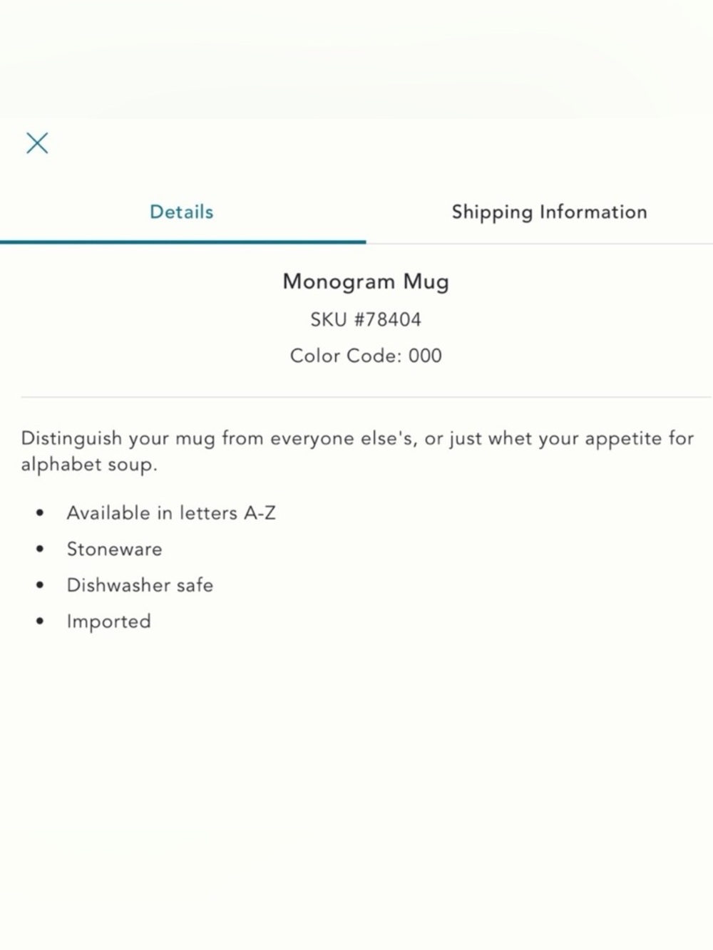Anthropologie S Letter Monogram Initial Coffee Mug NWT Cream Black - Picture 9 of 9